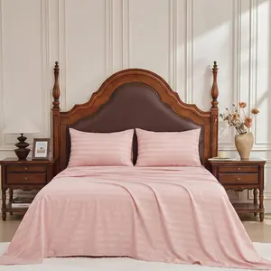 Luxury Bed Sheet Set with Embossed Stripe, Ultra Soft Brushed Microfiber Bedding Set with Side Pocket, 16 Inch Deep Pocket Fitted Sheet, Wrinkle Resistant Hotel Style Sheets