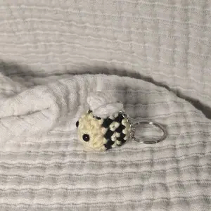 Crochet Bumblebee Keychain - Handmade Crochet Keychain with Yellow and Black Design