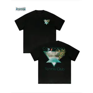 Tennis Club 1Pcs Men's Plus Size220g TShirt 100% Cotton Double Sided Digital Printed Tee, 100% Cotton Breathable T-Shirt, Unisex, Breathable, Comfortable, Casual and Loose, Suitable for Daily Wear, Is a Must for Outdoor Leisure Travel