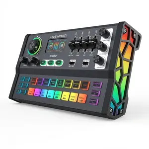 C500 professional audio expert sound card for mid/high and low frequencies with precise independent adjustment and an AI smart singing mode that eliminates vocals with one click. Includes a 48V condenser microphone interface, studio-grade computer recordi