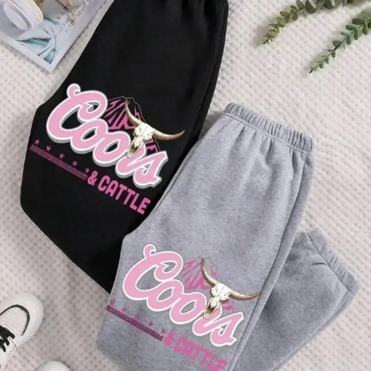 C00rs & Cattle Graphic Sweatpants, Unisex Western Joggers for Men and Women, Casual Country Outfit, Comfortable Everyday Streetwear Pants