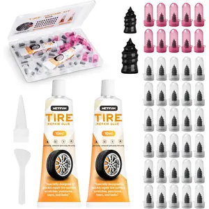 40 PCS Tire Repair Rubber Nails Kit with 2 Tubes of Black Tire Sealant Glue, 2026 New Screw in Tire Plugs Kit, Fast Self-Service Tire Repair Screws Kit for Car Motorcycle Truck Tractor Puncture Repair