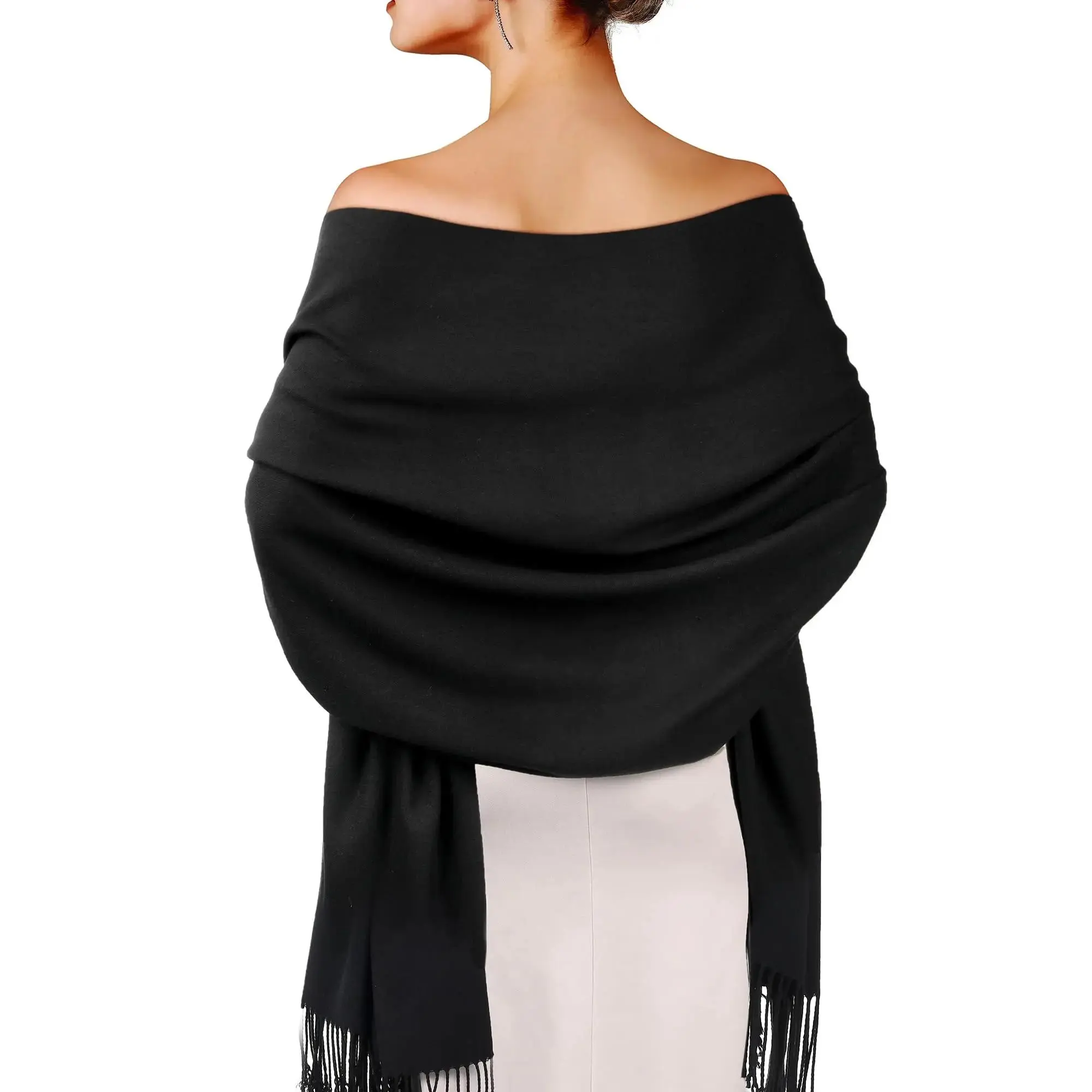Women's Viscose Blend Wrap Shawl - 30% Viscose Pashmina Long Scarf for Evening Dress, Gifts for Bridesmaid