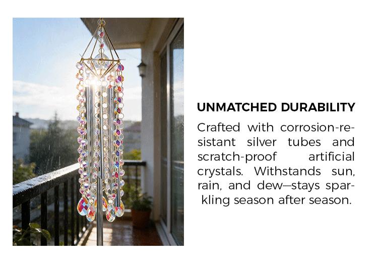 Crystal Wind Chimes - Glass Wind Chimes for Outside, Outdoor Crystal Suncatcher with 6 Tuned Tubes,  Hanging Prism Rainbow Maker Chandelier Home Decor Gift garden patio outdoor window wall art great gardening unique large memorial wind chime