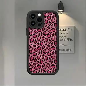 Phone case for iPhone 16 Pro Max 15 Plus 14 13 12 11 XR XS Pink Leopard Print Pattern Anti-Scratch Shockproof TPU Bumper Drop-proof Smartphone Cover Gift For Girls and Women