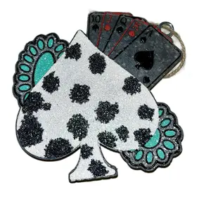 Cow Print Spade with Turquoise Concho and Playing Cards Air Freshener - Aroma, Fragrance