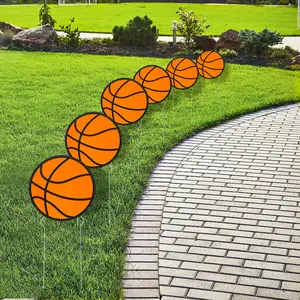 8 1/4" Basketball-Shaped Corrugated Plastic Yard Signs - 6 Pc.