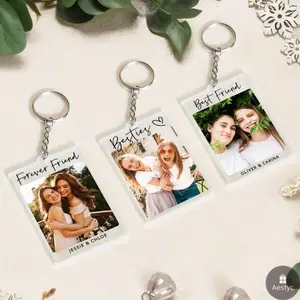 Personalized Acrylic Photo Keychain with Ring Customizable Picture Key Ring for Besties Christmas Gifts Decorative Card Holder Keychain for Women