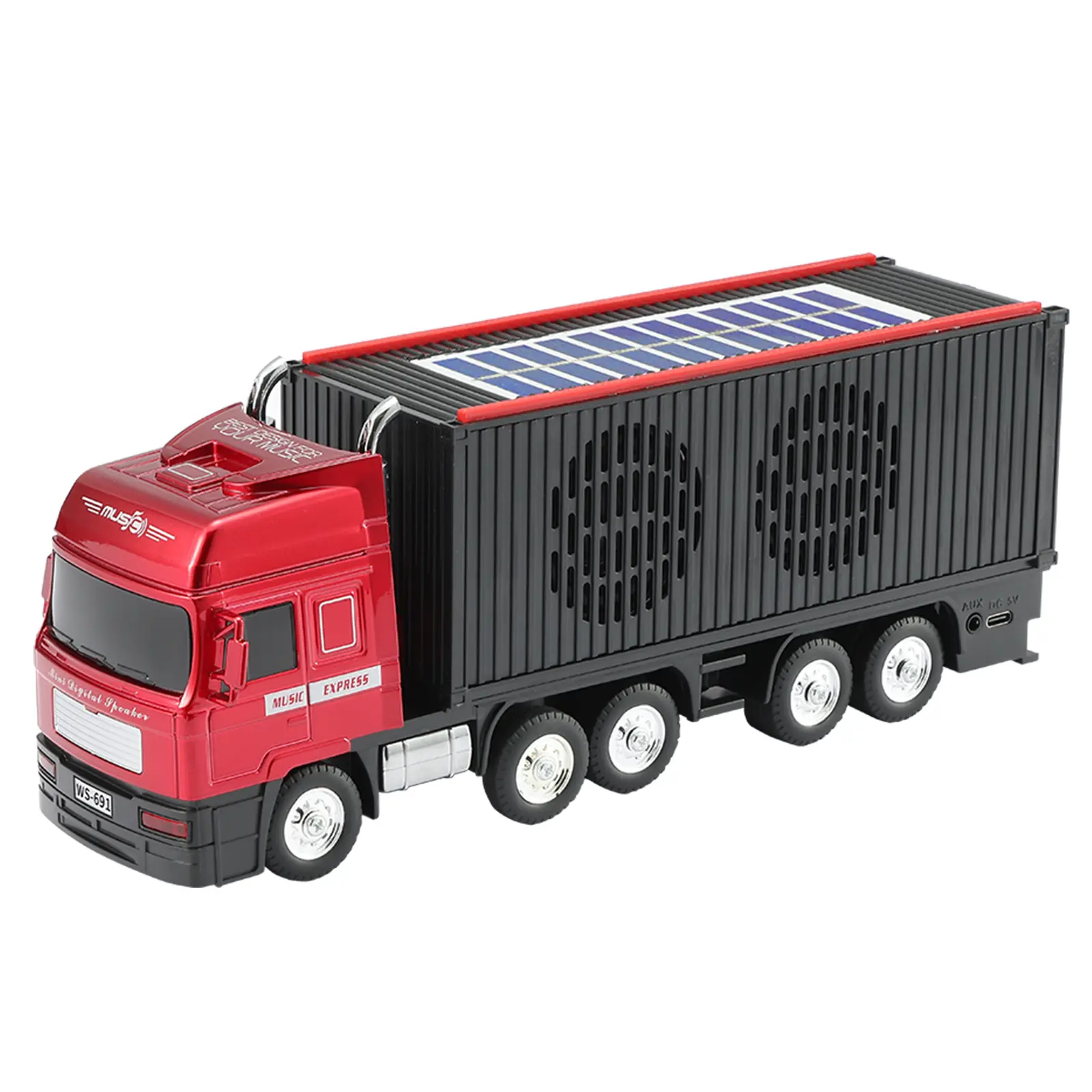 WSTER WS-691 Truck Model Bluetooth Speaker - Audio Device with USB, TF Card, AUX, FM Radio, TWS Pairing, Solar Charging, Stereo Sound, USB Type-C, Compact Portable Speaker for Indoor/Outdoor Use (Perfect Gift for TikTokShop Black Friday)