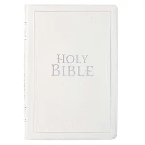 212 MAIN Large Print Thinline English King James Version (KJV) Bible - White Faux Leather Religious Book for Christian Readers