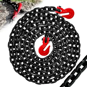 3/8" Safety Binder Chain-20 FT Heavy Duty Transport Chain with 7100 lbs Working Load Limit,G80 Lifting Tow Binder Chain with G70 Clevis Grab Hooks,Trailer Log Chocker Accessories (EP Black)