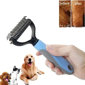Cat Hair Remover Comb, Dog Hair Removal Brush, Stainless Steel Dual-Sided Pet Grooming Brush, Untangles Pet Fur, Essential Pet Care Tool