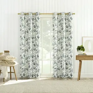 2-Pack Arlo Textured Thermal Insulated Grommet Curtain Panel Pair, BlueFloral, 40 W x 95 L