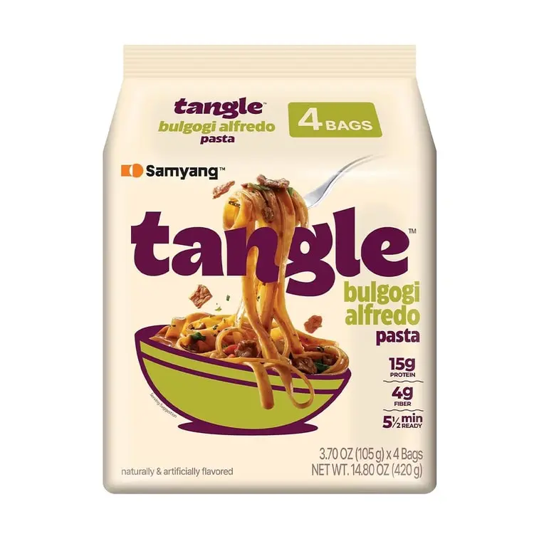 SAMYANG Tangle Bulgogi Afredo Tangluccine 3.8 oz * 4pc Korean Inspired Fettuccine with Creamy Bulgogi Sauce Instant Noodles 4-Pack