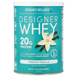 Designer Wellness Designer Whey®, Natural 100% Whey Protein Powder, French Vanilla, 12 oz (340 g)