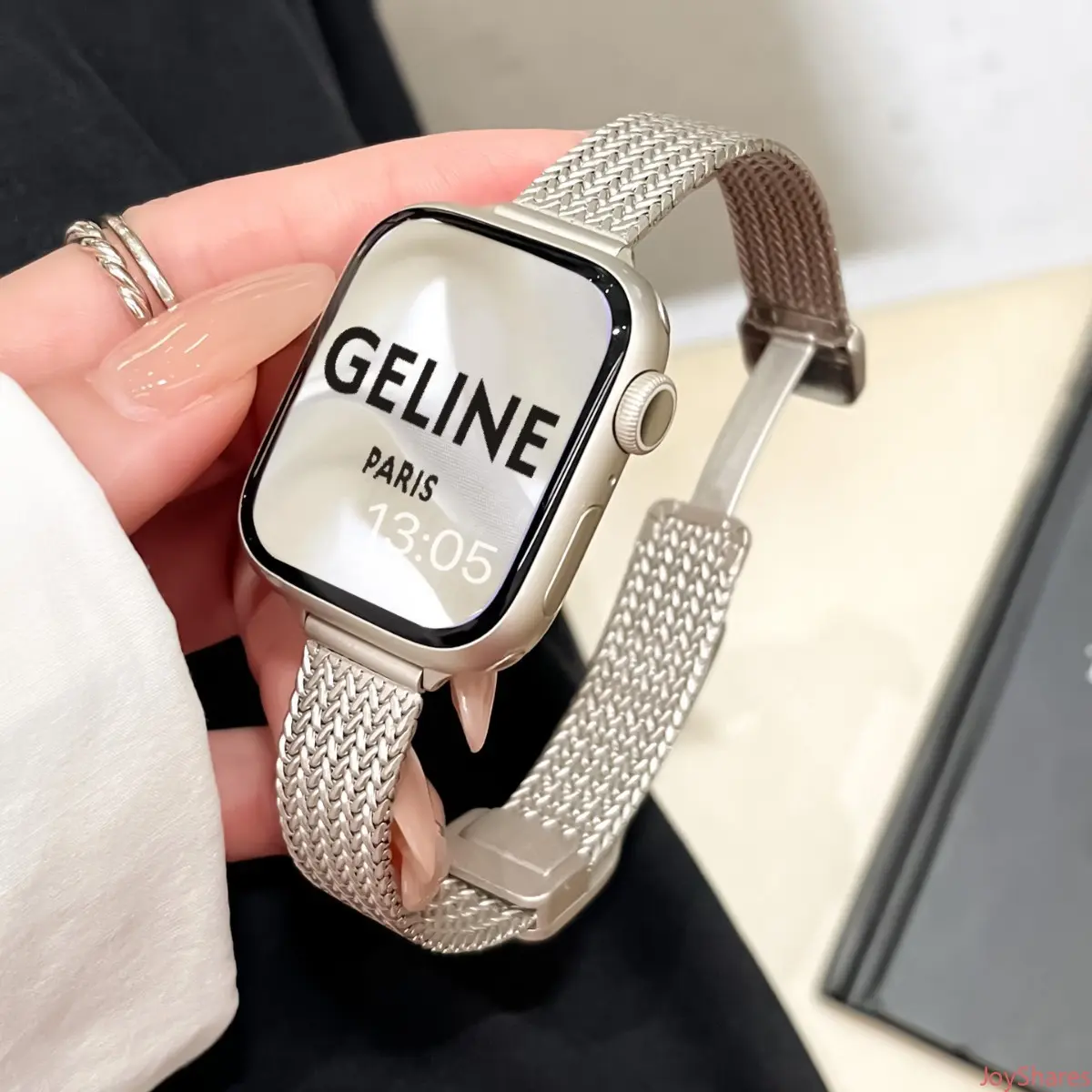 Women's 14mm Silver Stainless Steel Metal Smart Watch Band - Magnetic Buckle, Slim Elegant Durable, Adjustable Comfortable Fit, Easy Installation, Strap-Style Aftermarket Dressy Modern Watch Strap for Daily & Business Wear, Strap-Style Watch Straps, After