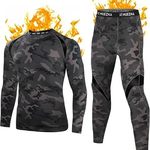 Muezna Thermal Top and Bottom Set Underwear Long Johns Base Layer with Soft Fleece Lined Fabric Menswear