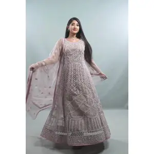 Royal Splendor Embroidered Net Gown with Dupatta Set