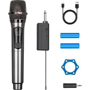 Microphone,Rechargeable   Mic, Handheld Dynamic Mic for Karaoke Singing, Wedding, DJ, Party, Speech, Church, Class Use,PA System,200ft,Gray ( Microphone)