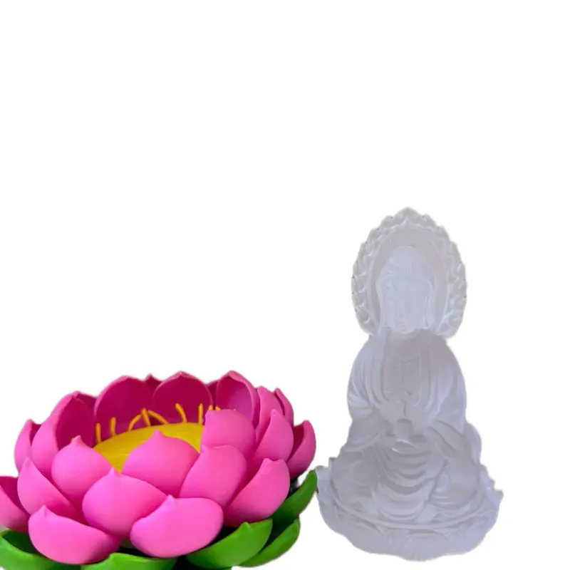 Tượng quan âm đài sen 2 mặt đá lưu ly cao cấp - cao 3.75 in , ngang 2 in