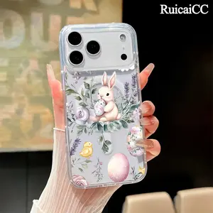 Magnetic Soft Case for iPhone11/12/13/14/15/16/17/promax, Easter Bunny with Floral Eggs MagSafe Compatible,Aesthetic Pattern Design Lightweight,y2k cased,AntiScratch,and Trendy