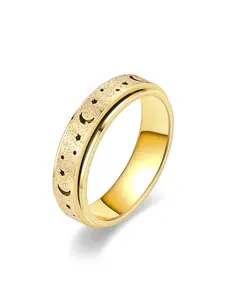 Women's Anxiety Relief Rotating Ring, Stainless Steel Stress Relief Finger Ring, Rose Gold Design, Galaxy Design, Galaxy Pattern, Size 5-12, Casual Style, All Seasons, Anxiety Rings