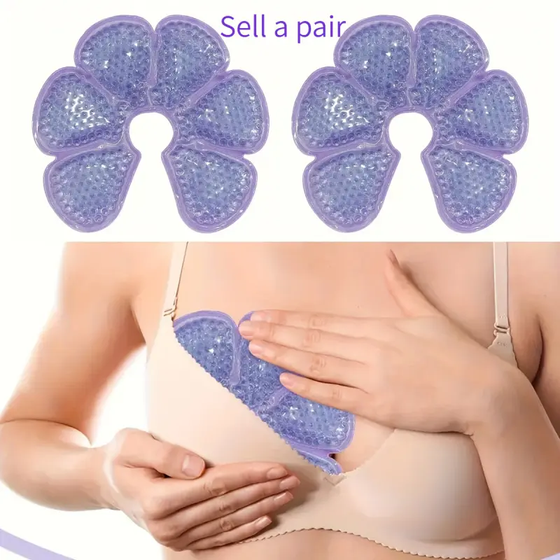 1 Pair Reusable Cold And Hot Compress Breast Pads, Soft Flexible Double-Sided Gel Ice Bag Patch, Breast Cold And Hot Breast Patch, Breast Milk Inflation Relief Plush Cloth Ice Patch During Lactation, Covering A Wide Area, Suitable For Mothers, Mummy