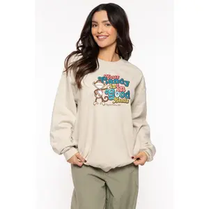 Your Candy -Bobby Jack Crew Glitter Sweatshirt - Sand