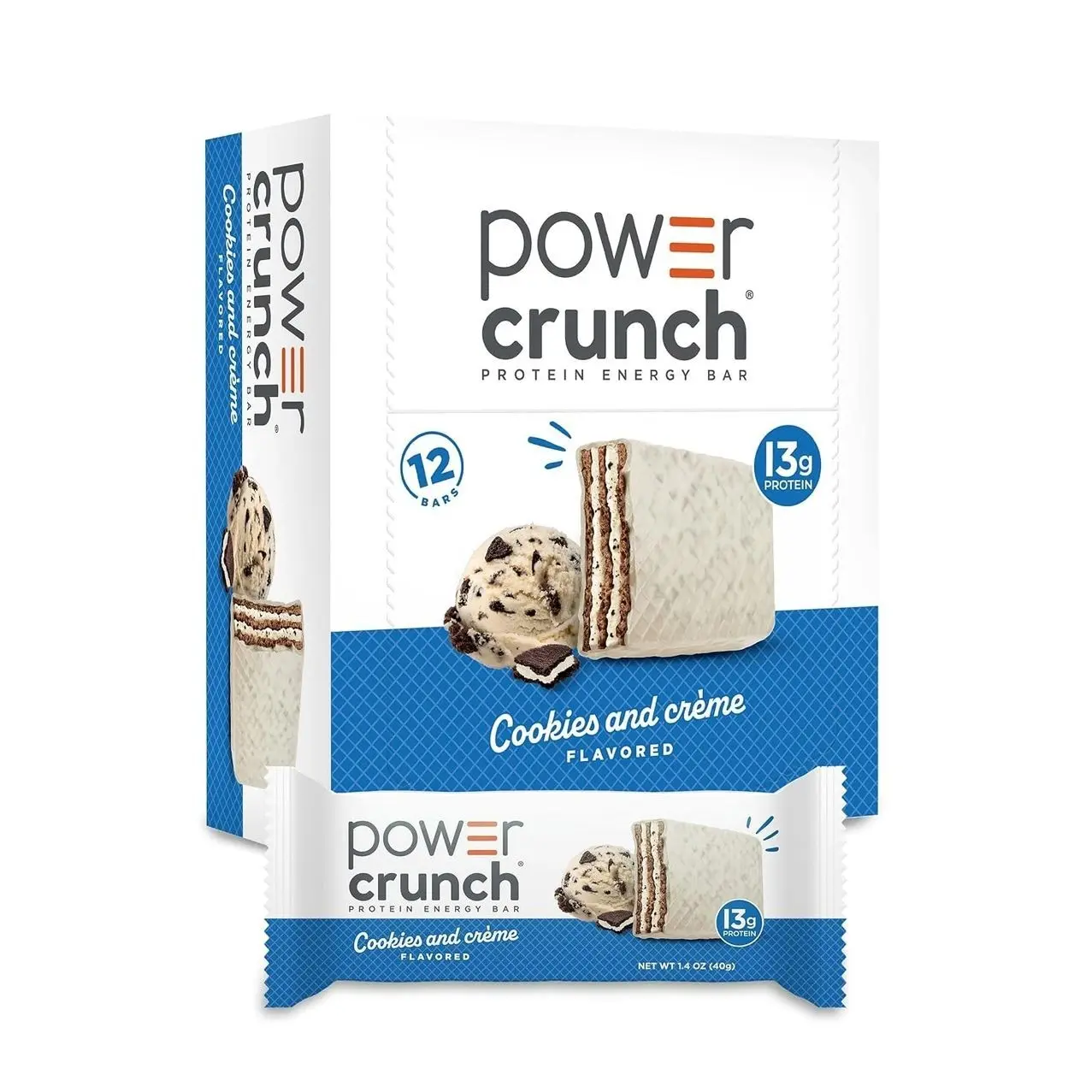 Power Crunch Protein Wafer Bars, High Protein Snacks with Delicious Taste, Triple Chocolate, 1.4 Ounce (12 Count)