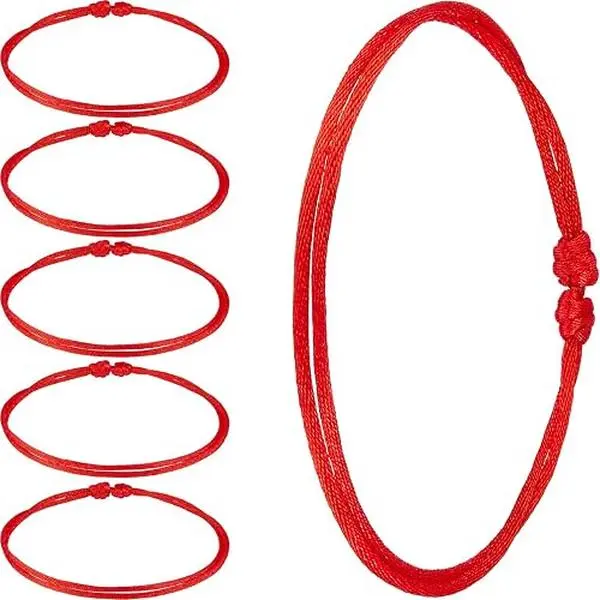 6 Pieces Red String Bracelet for Women, Adjustable Cord Protection Bracelet