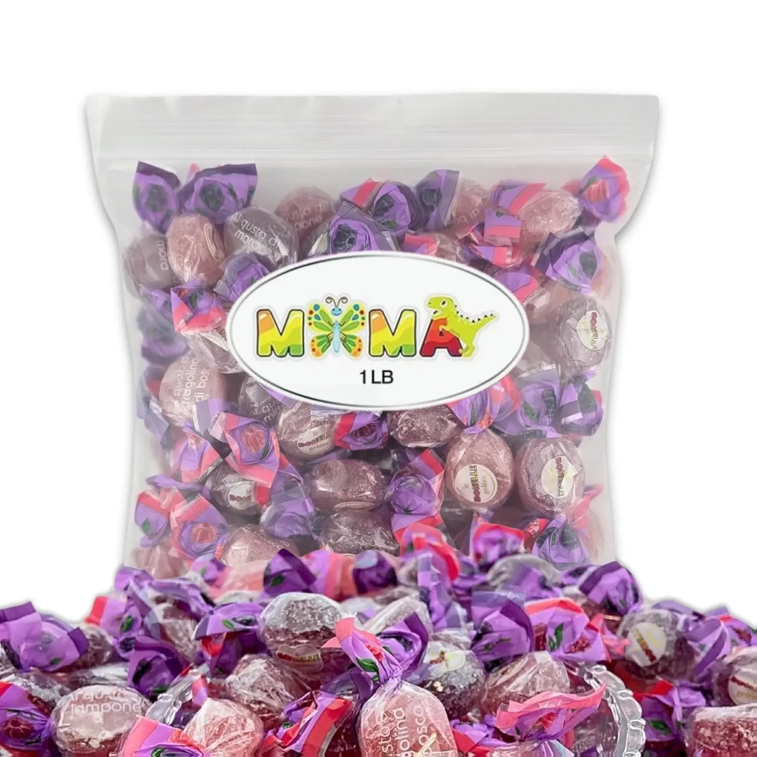 MiMA MIMA B0nelle Italian Fruitti Di Bosco Jelly Candy 1 lb Assorted Individually Wrapped Berry Flavored Sweet Treats for Gifting & Sharing