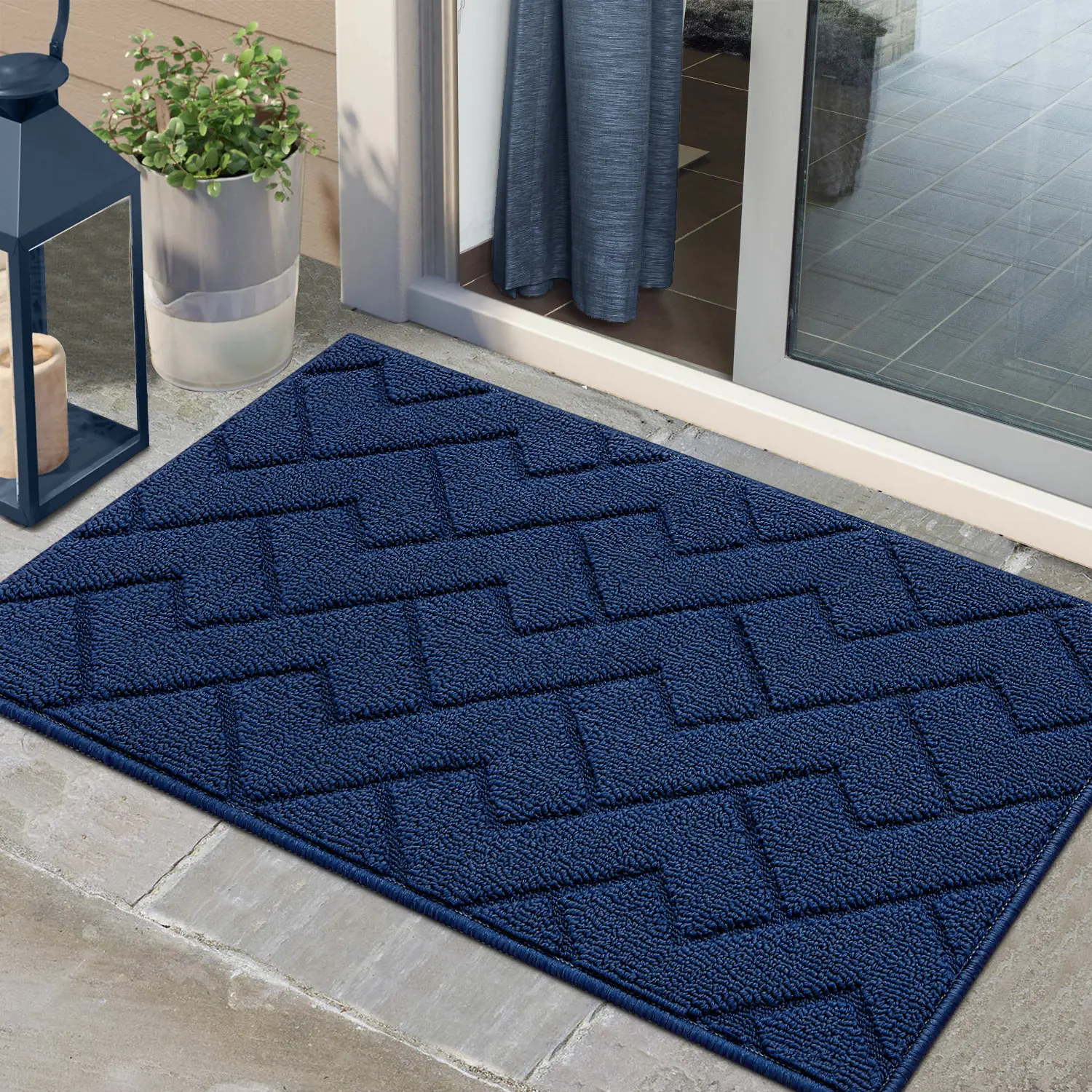 Hicorfe Non-Slip Door Mat, Rubber Backed Absorbent Washable Low Profile Vintage Boho Rug for Entryway Patio, Aesthetic Easy Care Large Area Rug | Pet Friendly Multi Sizes & Colors for Bedroom Dorm Kids Room, Back to School & Home Decor Essentials