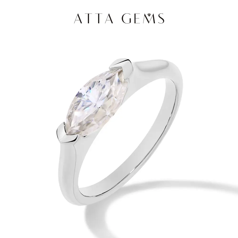 1CT Marquise Shape Synthetic Moissanite Ring 925 Sterling Silver Rings Daily Wear Birthday Present Fine Jewelry R135