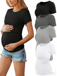 4pcs，Maternity summer T-shirt, short-sleeved top, casual maternity wear, new summer shirt, Pregnancy clothes