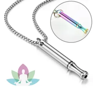 Mindfulness Breathing Necklace Stress Relief Pendant Stainless Steel Anxiety Breathe Necklace for Women Men