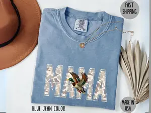 Camo Duck Mama T-Shirt, Mallard Duck Mama Shirt, Hunting Wife Gift, Retro Comfort Colors Top, Outdoor Country Girl Mama Tee