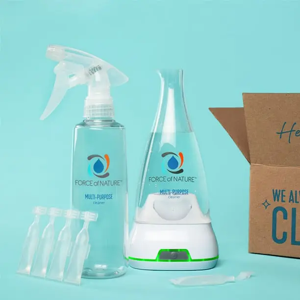Force of Nature Starter Kit w/ Reusable Bottle Multi-Purpose Household Cleaner, Disinfectant & Deodorizer Spray - Eco-Friendly, Toxin-Free - 5 Refills