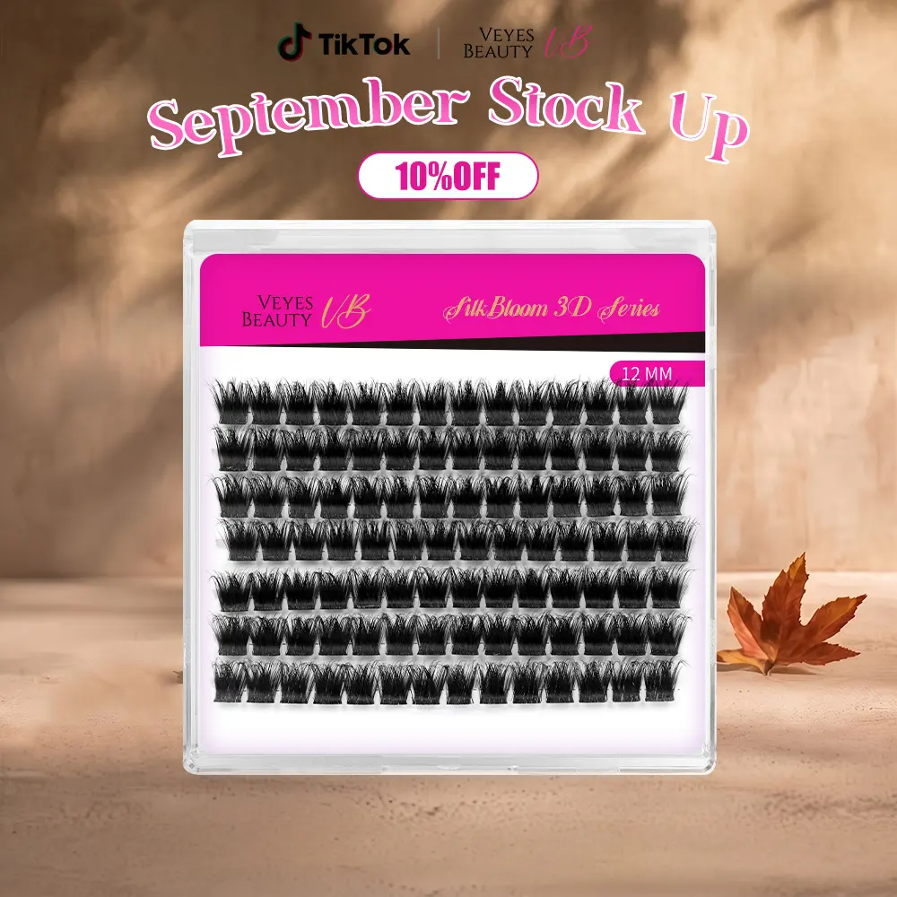 VEYESBEAUTY VB-Xtreme Eyelash Clusters Kit, 3D Fluffy Individual Cosmetic Eyelashes with Lightweight Separated Design, Invisible Band, CC Curl, Single Length for Adults