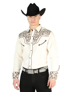 El General Embroidery Western Shirt Beige/Black 44196