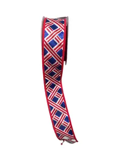 1.5"X10Yd Woven Stripes White/Red/Royal Blue LS3149A1
