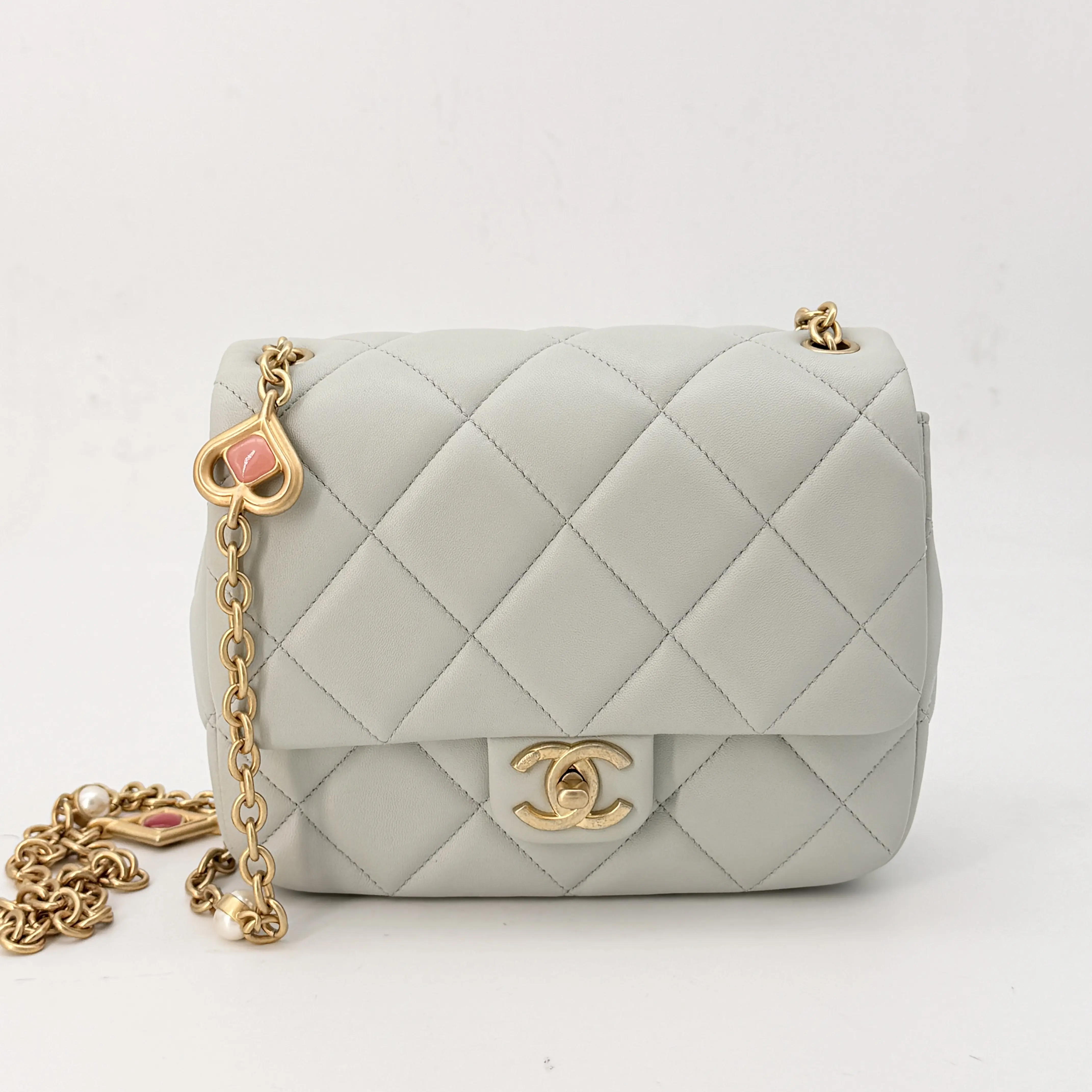 Pre-owned CHANEL light blue Crossbody Bags 23S Small Lambskin Flap Crossbody Bag