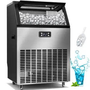 Electactic Commercial Ice Makers, 265 Lbs/24H with 48 Pounds Ice Storage Capacity, Automatic Stainless Steel Ice Machines with LCD Operation Panel, Freestanding, Silver Visit the Antarctic Star Store