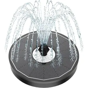 Solar Fountain Glass White Flower, 3.5W Bird Bath Fountains Solar Power No  with 4 Fixed Rods & 7 Nozzles, Solar Fountain Pump for Bird Bath, Garden, Outdoor, Pond, Pool,Hummingbird