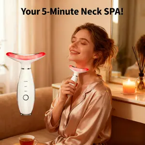 3 Color LED Facial Neck Massager, Home Skincare, Tighten Skin, Portable Face Massager, Multi-Functional Vibrating Anti-Wrinkle Tool, Facial Beauty Massagers