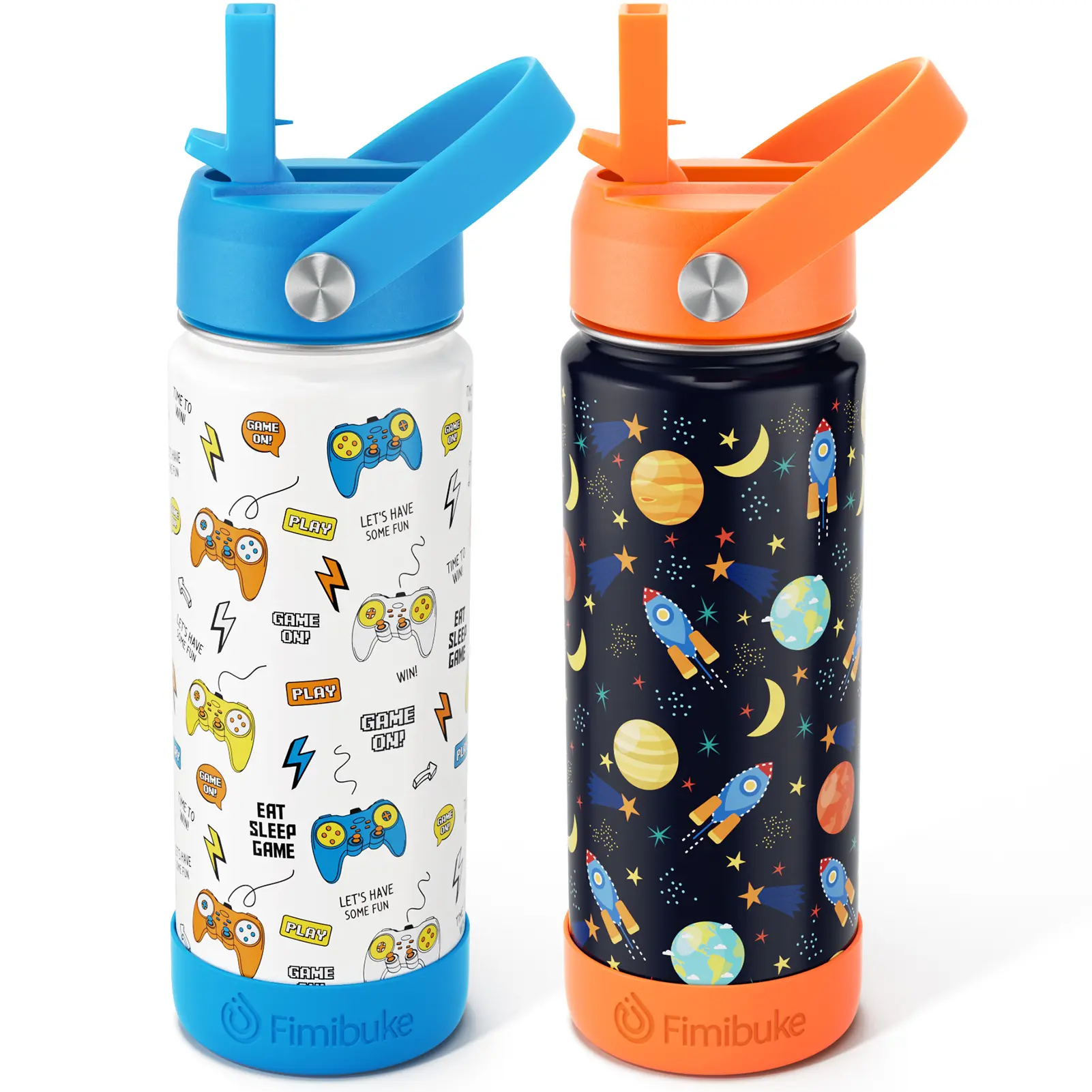 Fimibuke Insulated Water Bottle - 18oz BPA-FREE 18/8 Stainless Steel Cup with Straw Travel Tumbler Double Wall Vacuum Leak Proof  Water Bottle for School Boys Girls Mug Easter,dorm essentials,home decor,home essentials,camping essentials