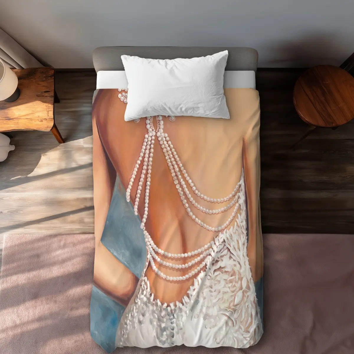 360 Stand Twin Size Romantic Hyperrealistic Wedding Dress Printed Decorative Duvet Cover Set - Microfiber Bed Set with Machine Washable Duvet & Washable Covers for Bedroom Textiles, Duvet Cover Sets