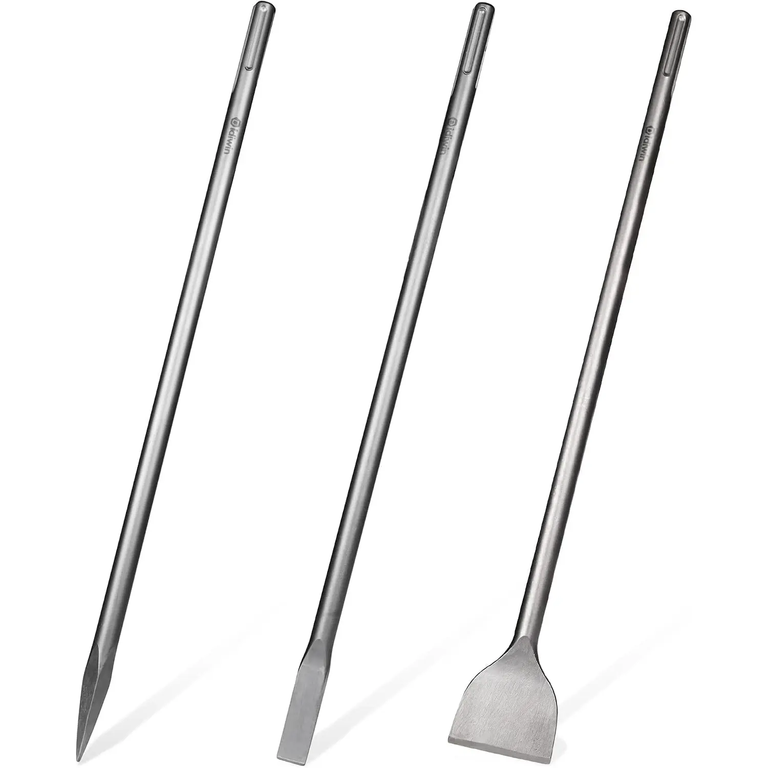 24-inch SDS Max 3pc Set - 3'' Scaling Chisels, 1'' Flat Chisel and Point Chisel - Masonry Concrete Drill Bit Set 40Cr Steel SDS Max Bits Rotary Hammer Drill for Tiles Brick Stone Concrete