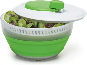 Quart-Sized Space-Saving Collapsible Folding Drainer and Colander for Salad Prep and Food Washing, Green.