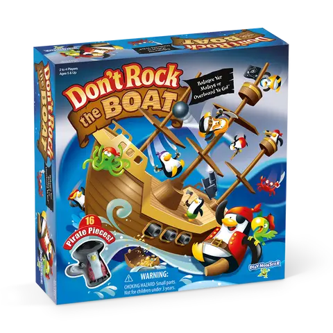 PlayMonster Don't Rock the Boat Board Game Kids Games Family Games for Kids and Adults Multi-Player Builds Hand Eye Coordination Balancing Toy Ages 5+ Pirate Ship Toy Adventure