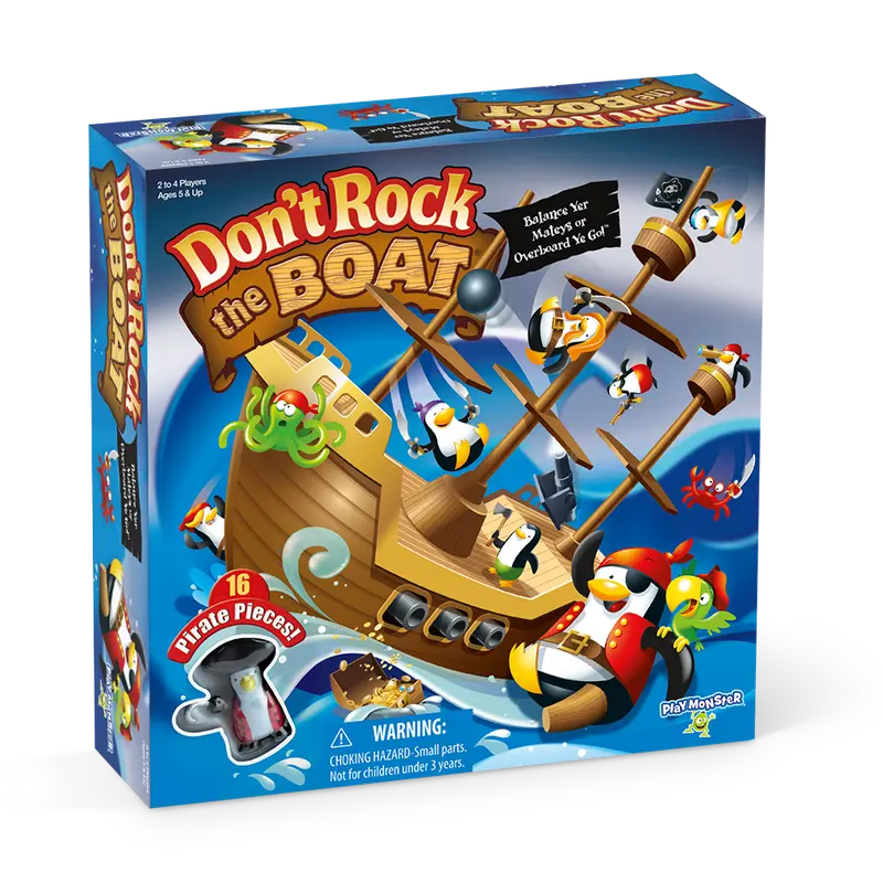 PlayMonster Don't Rock the Boat Board Game Kids Games Family Games for Kids and Adults Multi-Player Builds Hand Eye Coordination Balancing Toy Ages 5+ Pirate Ship Toy Adventure